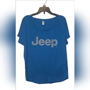 ​🚙 New NWOT Next Level Ideal T Jeep Logo Dolman Boat Neck T-Shirt - Blue SMALL